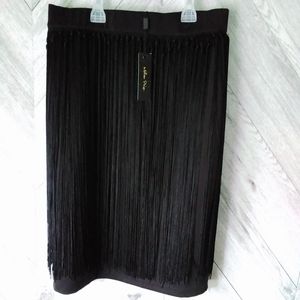 Melissa Paige Women's Knee-length Black Fringe Skirt Sz:XS